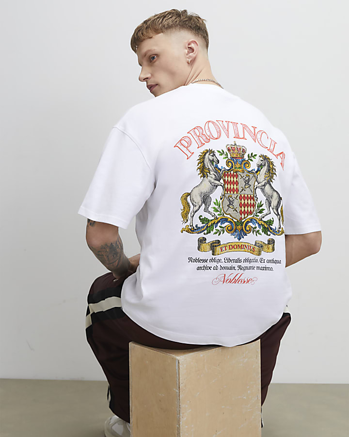 White Oversized Fit Provincia Crest T-Shirt