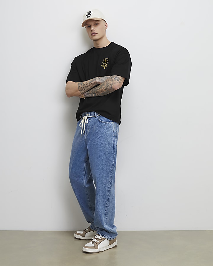 Black Oversized Fit Valeur Crest T-Shirt