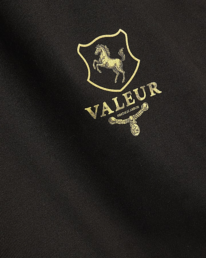 Black Oversized Fit Valeur Crest T-Shirt