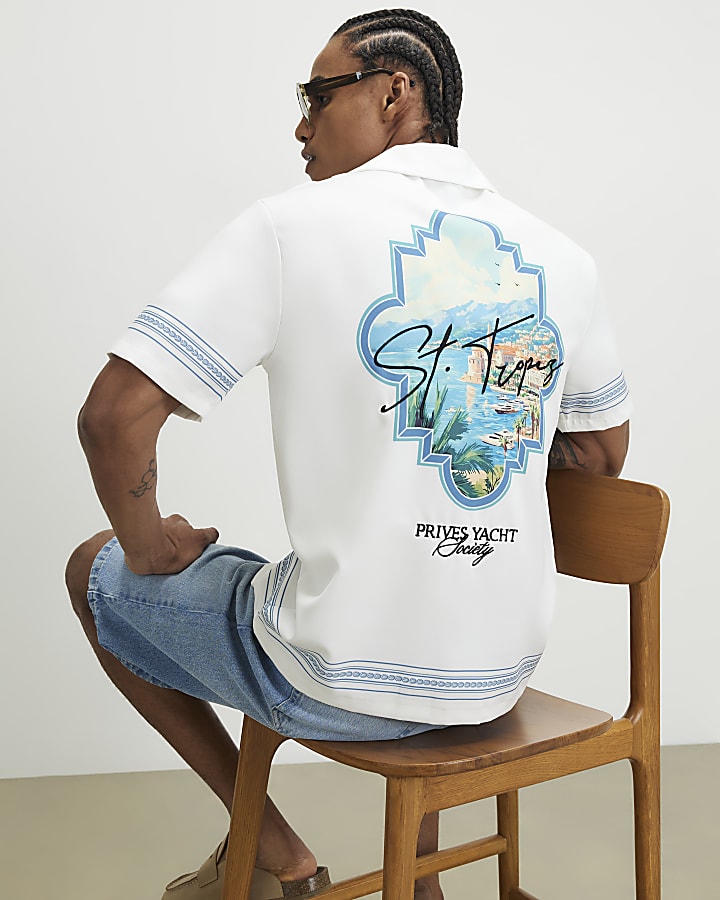 White St Tropez Embroidered Shirt