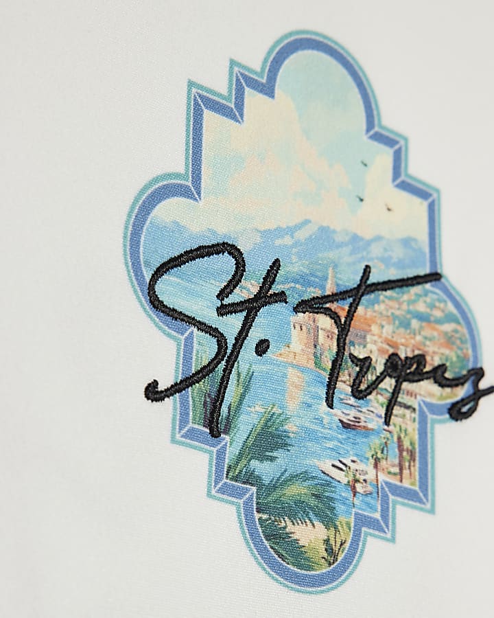 White St Tropez Embroidered Shirt