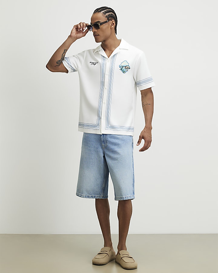 White St Tropez Embroidered Shirt