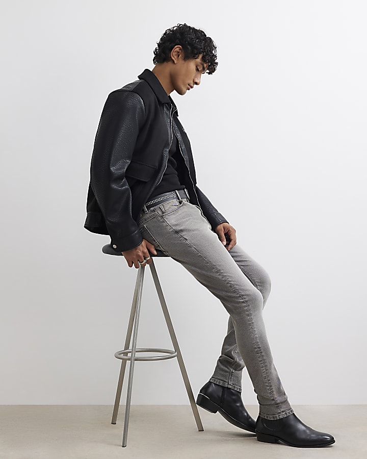 Grey Slim Fit Spray On Jeans