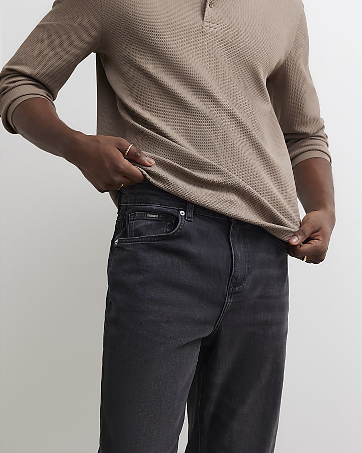 Black Slim Fit Washed Jeans
