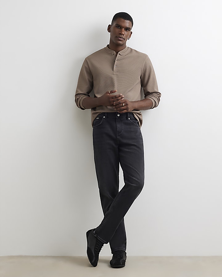Black Slim Fit Washed Jeans