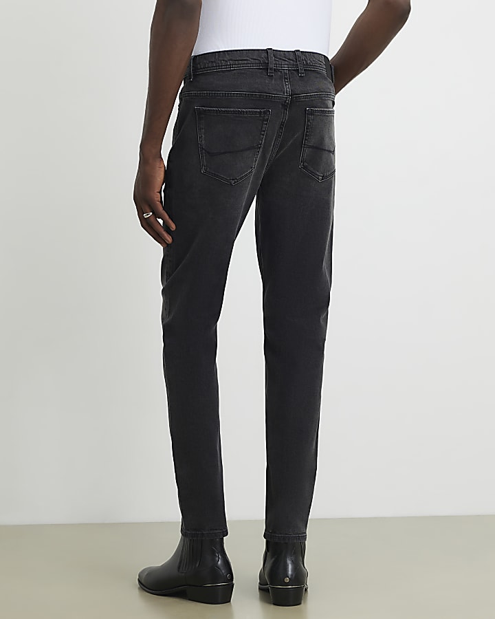 Black Skinny Fit Washed Jeans