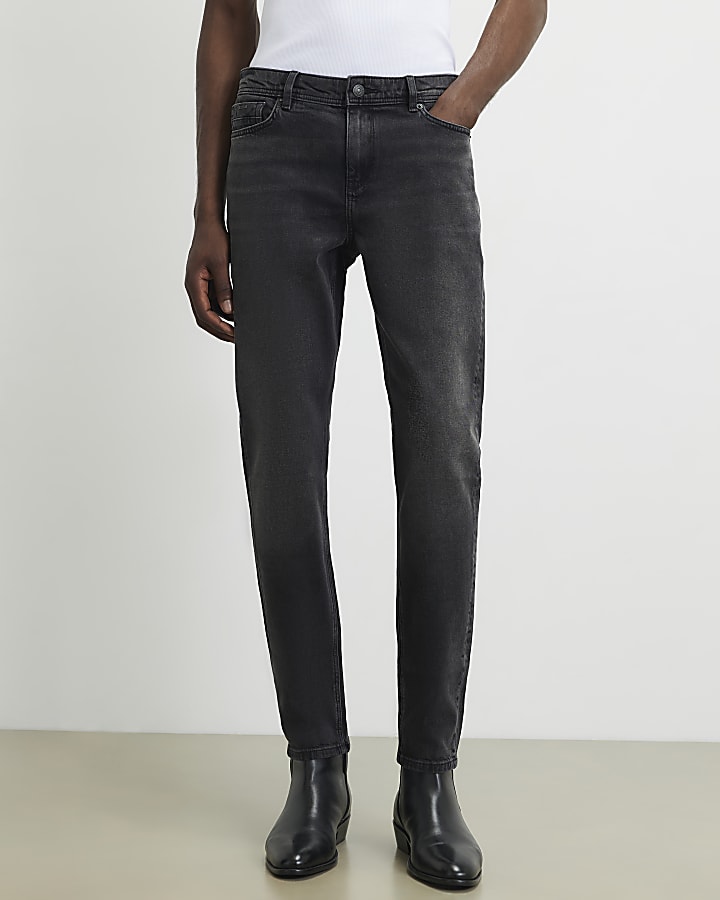 Black Skinny Fit Washed Jeans