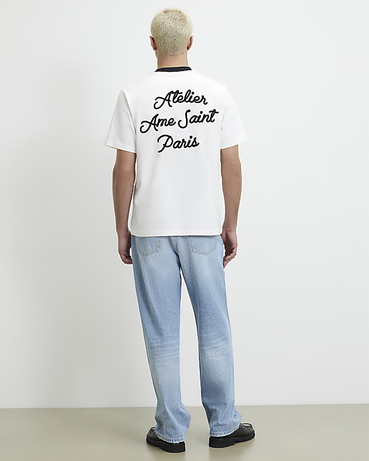 Blue Loose Fit Washed Jeans