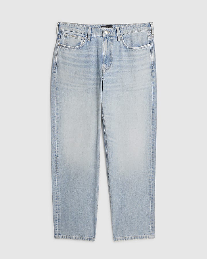 Blue Loose Fit Washed Jeans