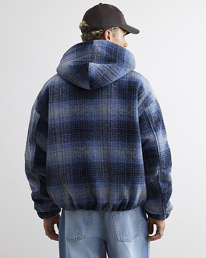 Blue Borg Lined Check Corduroy RI Hoodie