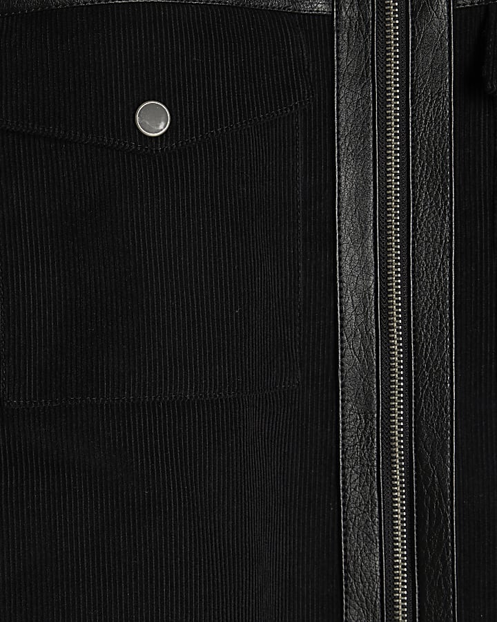 Black Texture Blocked Western Jacket