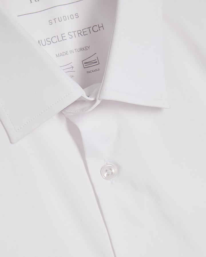 White Muscle Fit Short Sleeve Shirt