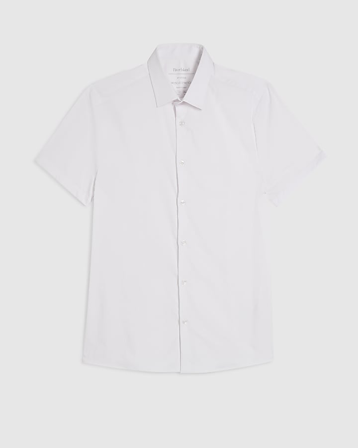 White Muscle Fit Short Sleeve Shirt