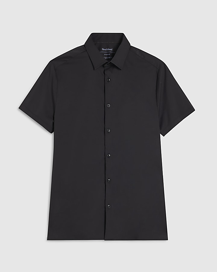 Black Muscle Fit Short Sleeve Shirt