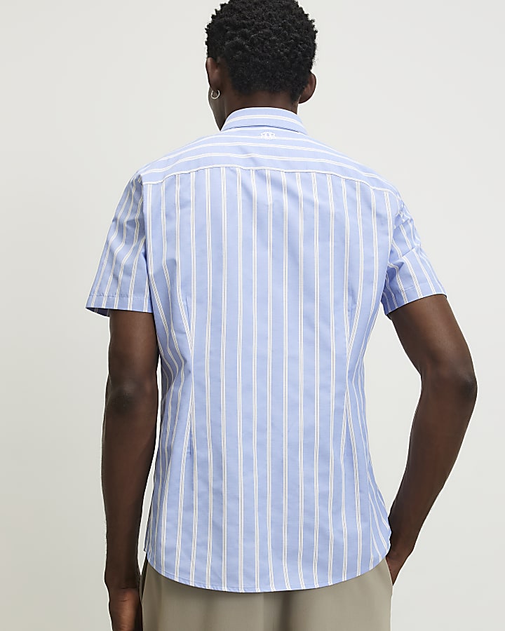Blue Slim Fit Stripe Shirt