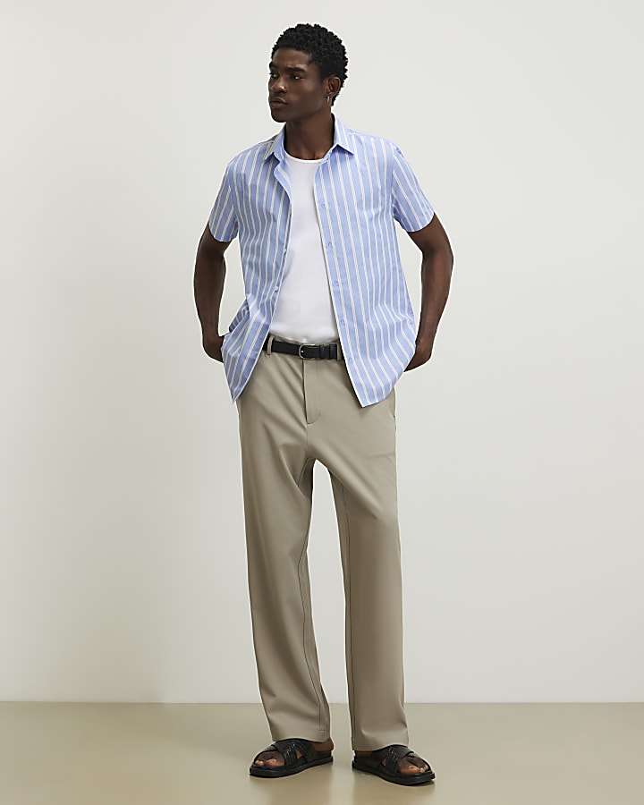 Blue Slim Fit Stripe Shirt