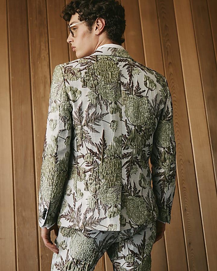 Silver Twisted Tailor Embroidered Suit Jacket