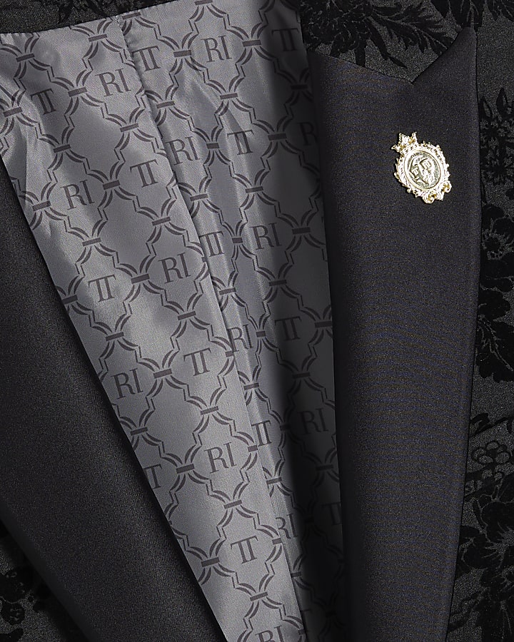 Black Twisted Tailor Floral Suit Jacket