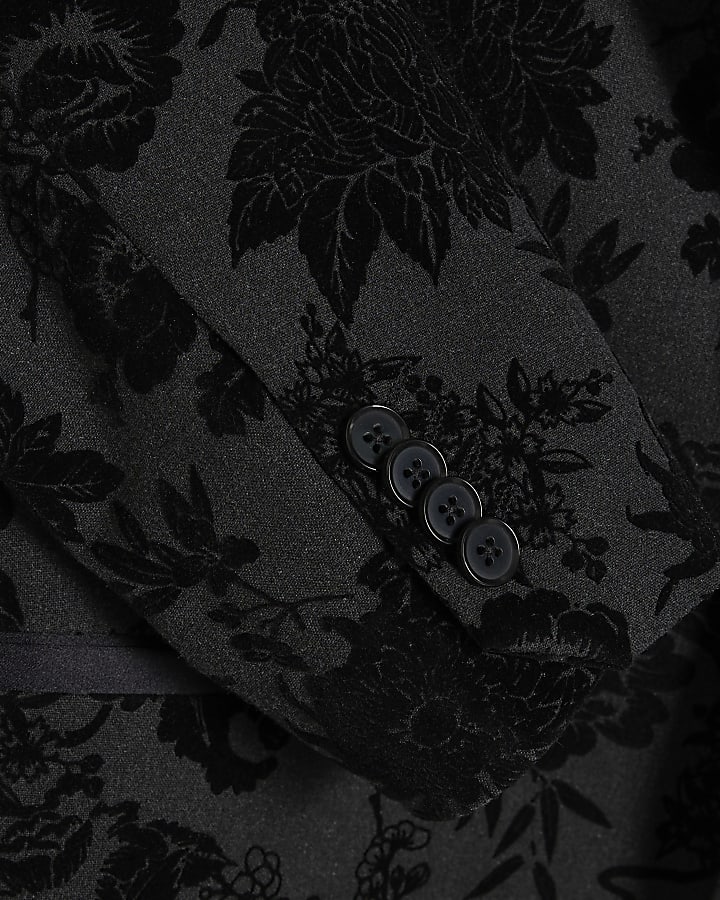 Black Twisted Tailor Floral Suit Jacket