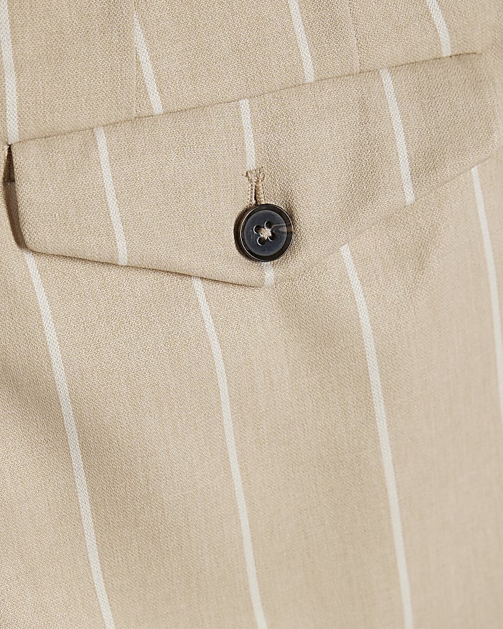 Beige Twisted Tailor Pinstripe Trousers