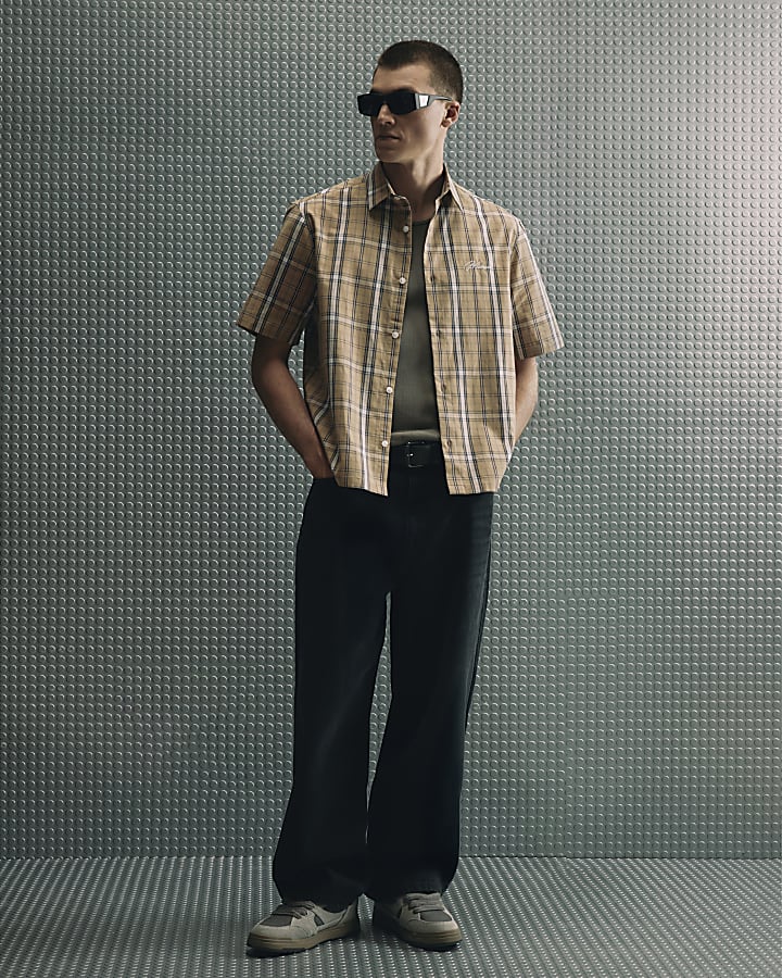 Brown Boxy Fit Check Shirt