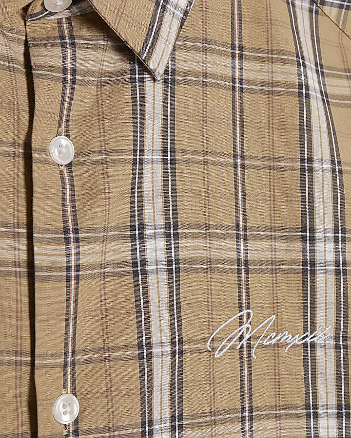 Brown Boxy Fit Check Shirt