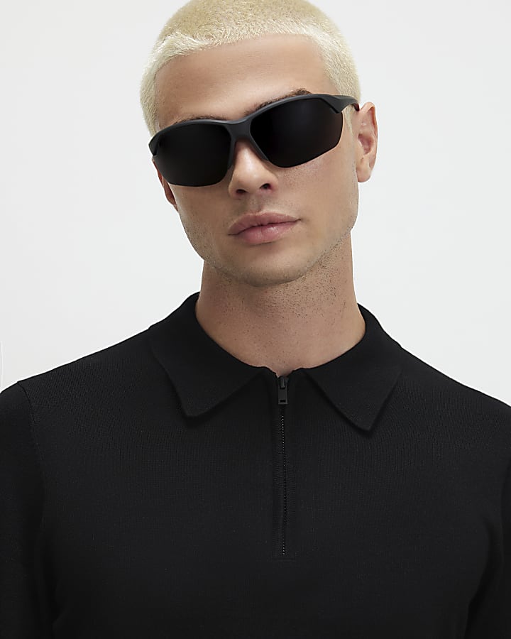 Black Slim Fit Long Sleeve Polo Shirt