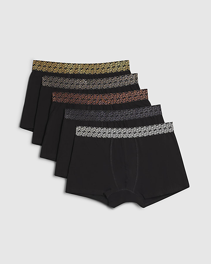 Black Metallic Waistband Pack of 5 Trunks