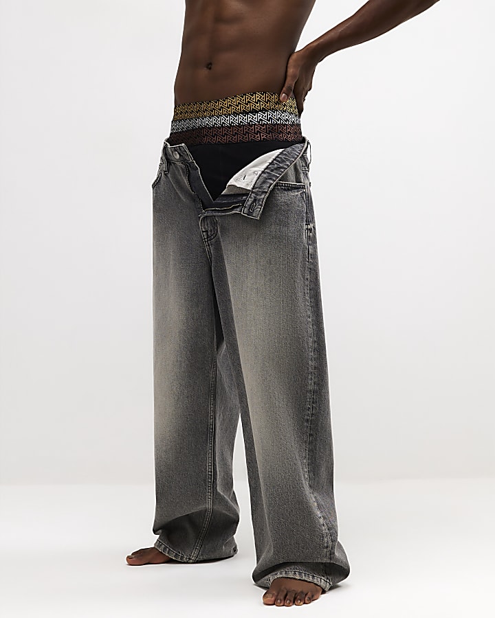 Black Metallic Waistband Pack of 5 Trunks