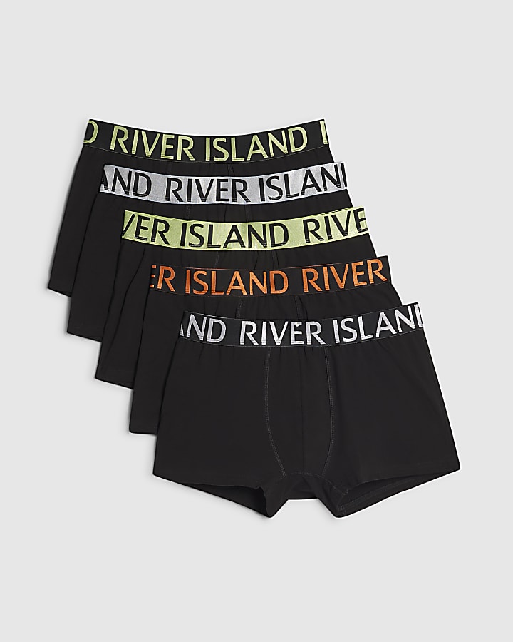 Black Mixed Waistband Pack Of 5 Trunks