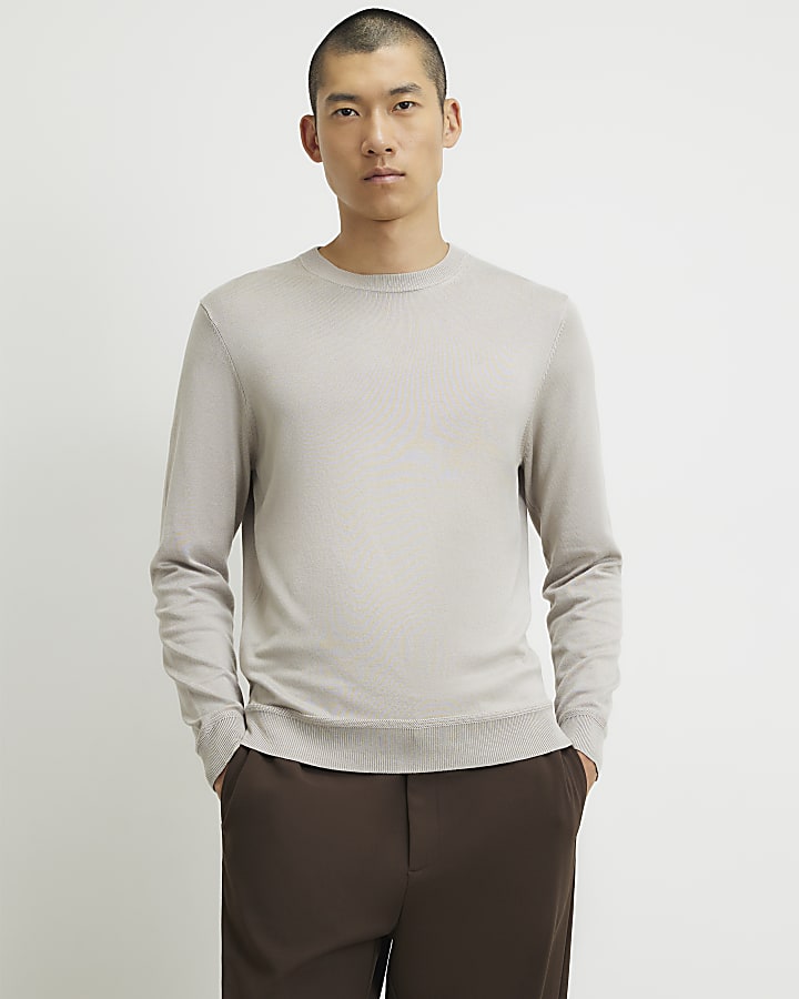 Beige Slim Fit Jumper