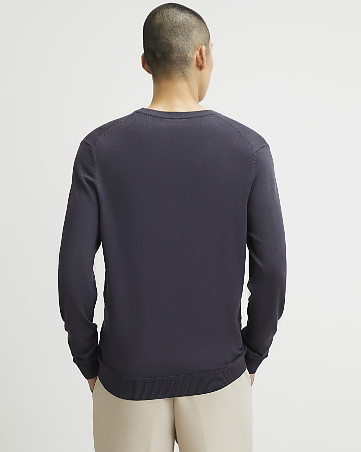 Blue Slim Fit Jumper