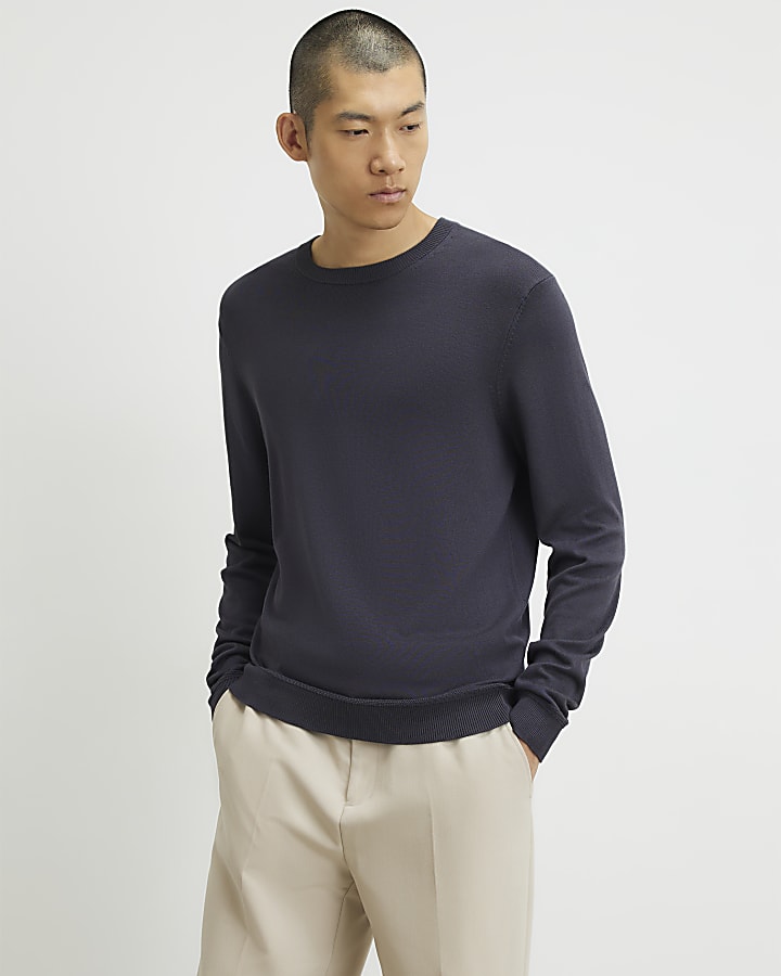 Blue Slim Fit Jumper