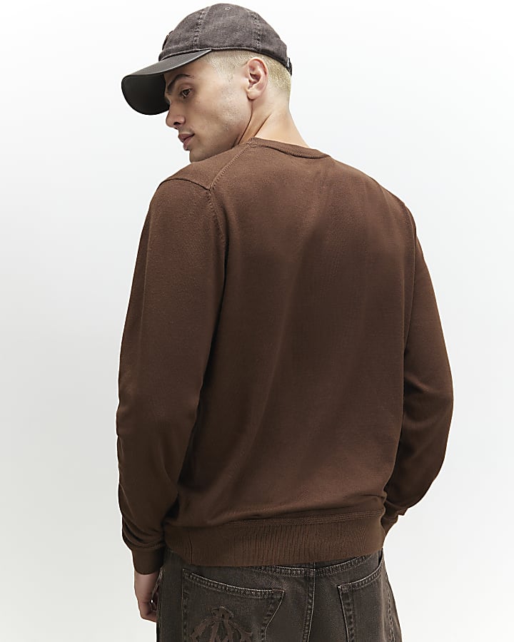 Brown Slim Fit Jumper