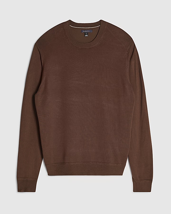Brown Slim Fit Jumper
