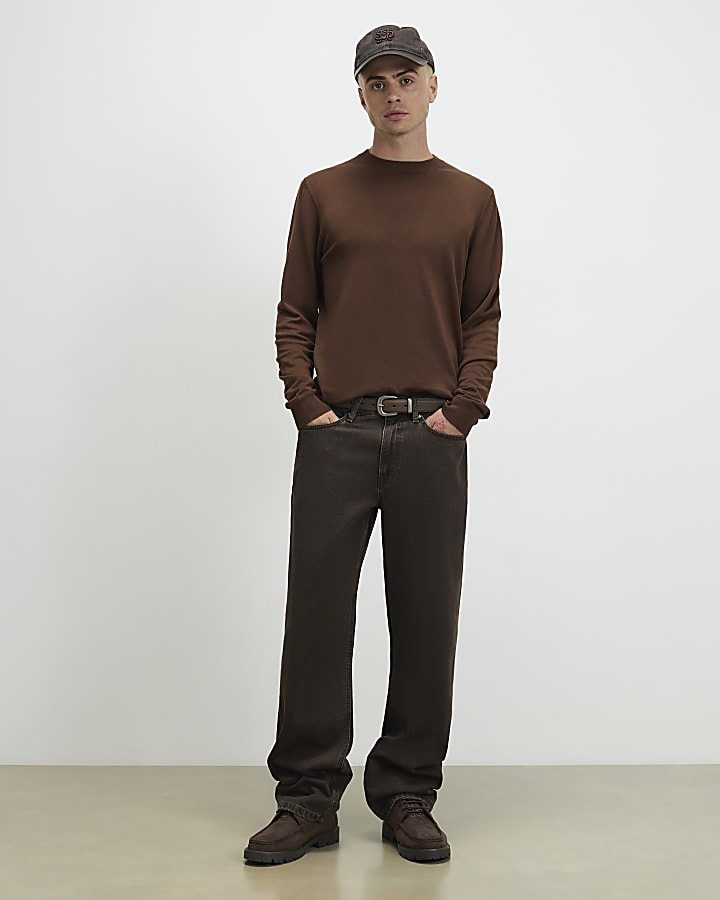 Brown Slim Fit Jumper