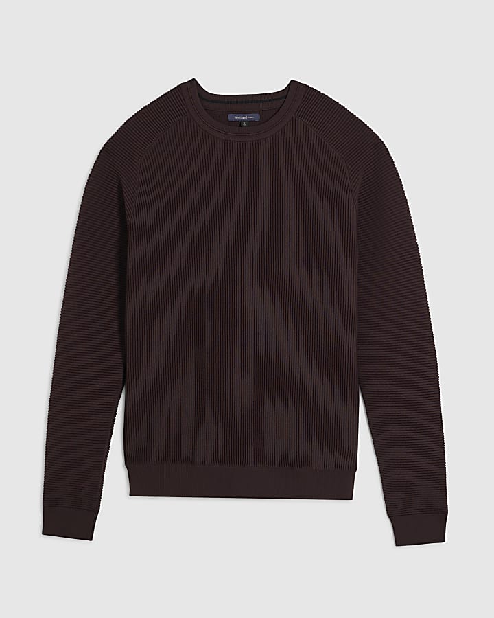 Burgundy Muscle Fit Long Sleeve Jumper