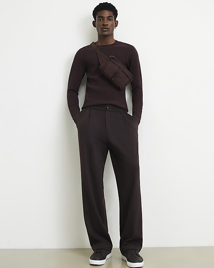 Burgundy Muscle Fit Long Sleeve Jumper