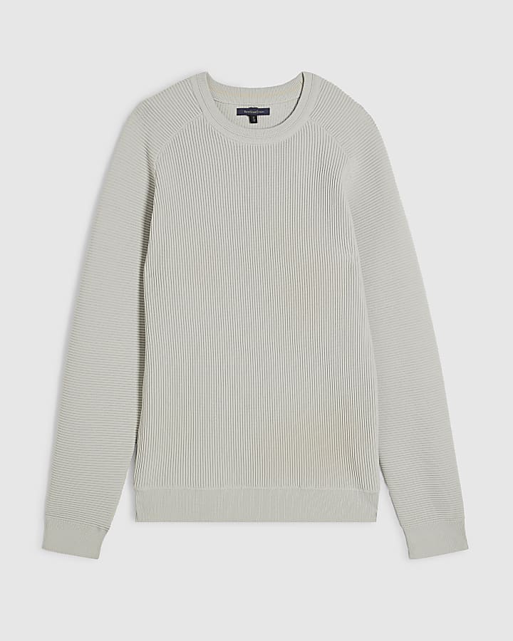Grey Muscle Fit Long Sleeve Jumper