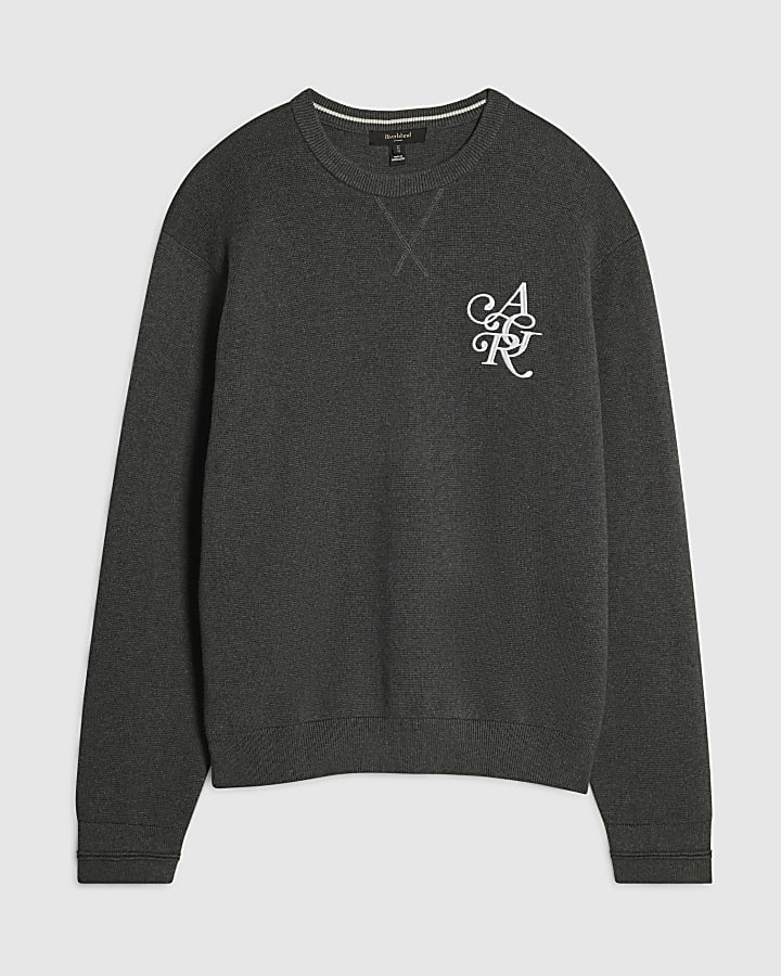 Grey Regular Fit Cotton Compact Knit Jumper
