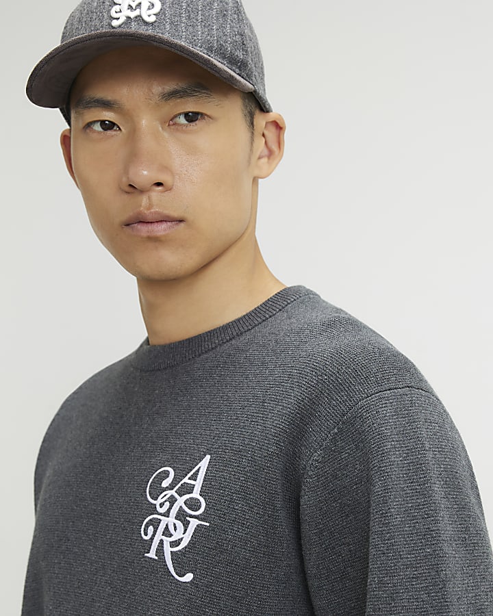 Grey Regular Fit Cotton Compact Knit Jumper