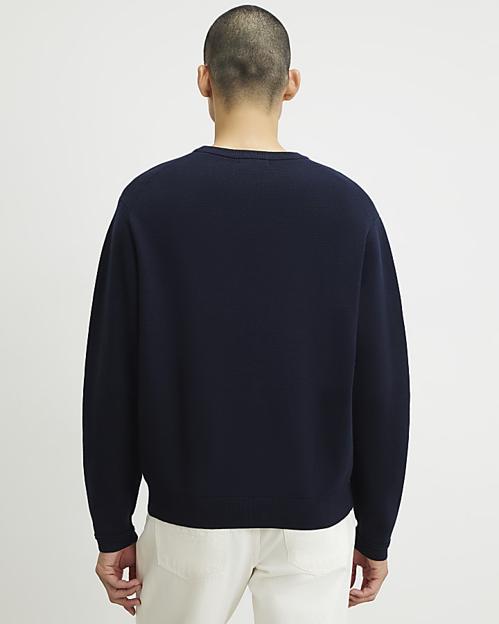 Navy Cotton Embroidered AR Sweatshirt