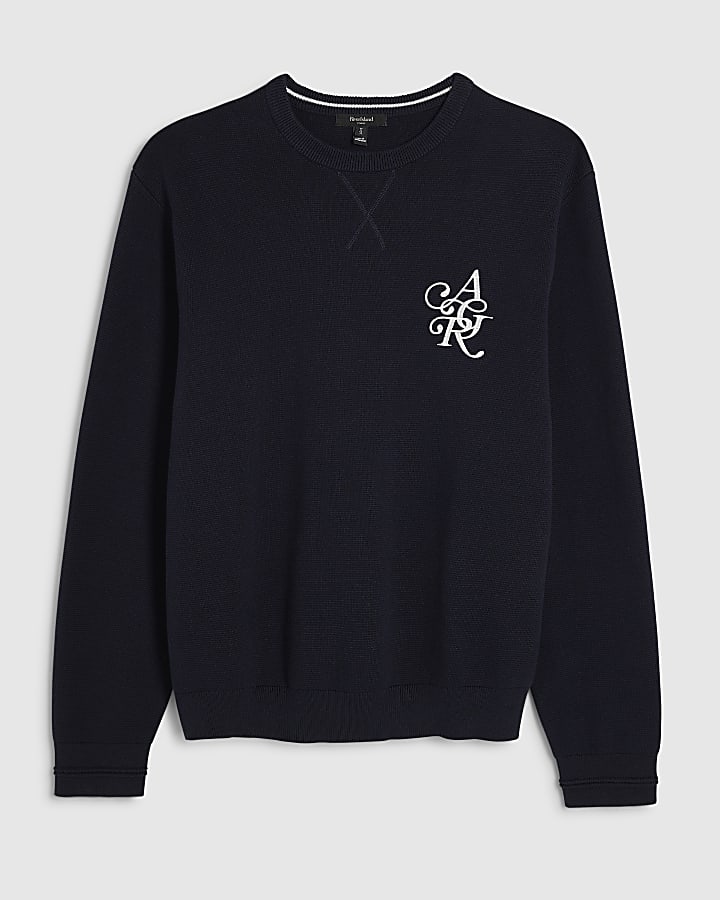 Navy Cotton Embroidered AR Sweatshirt