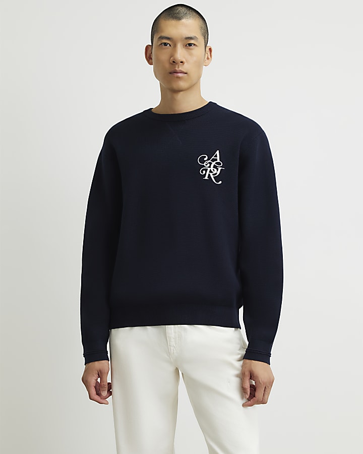 Navy Cotton Embroidered AR Sweatshirt