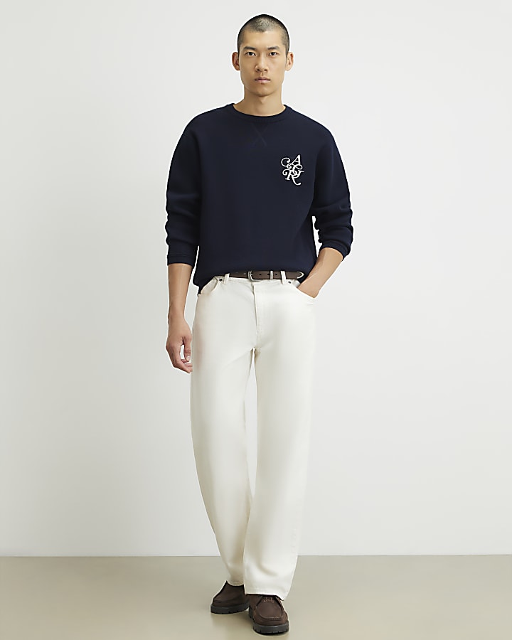 Navy Cotton Embroidered AR Sweatshirt