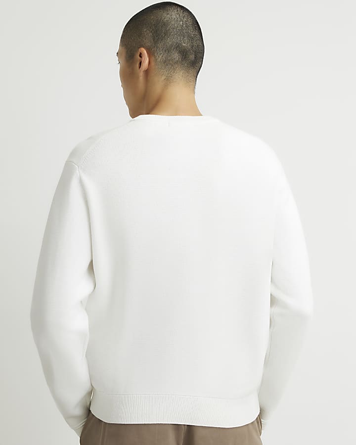Cream Cotton Embroidered AR Sweatshirt