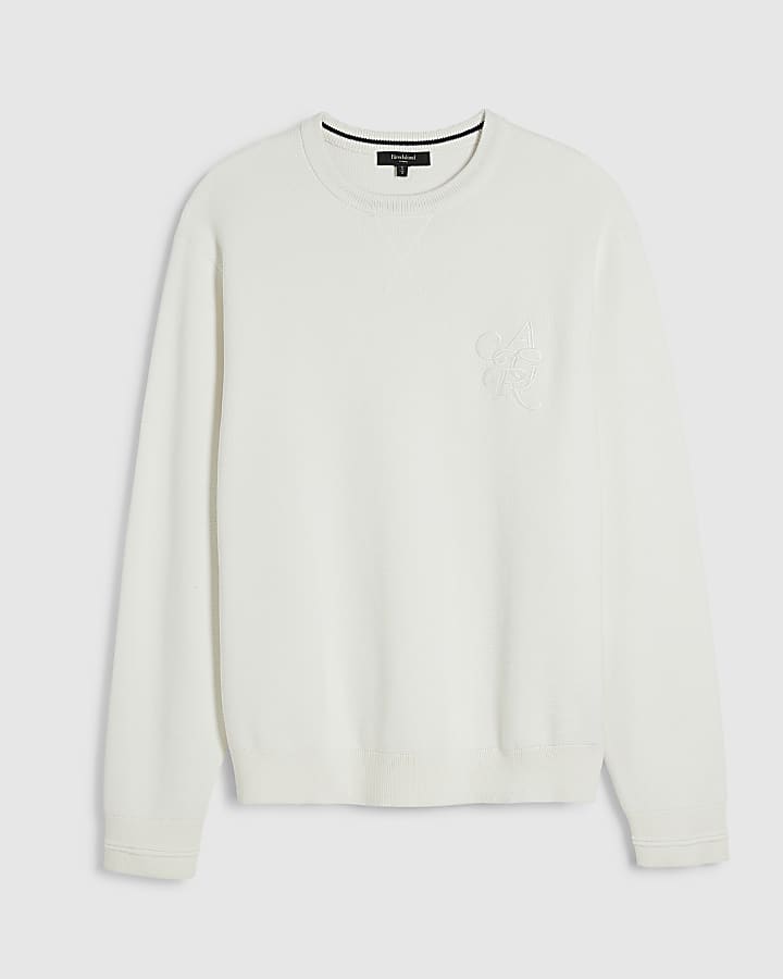 Cream Cotton Embroidered AR Sweatshirt