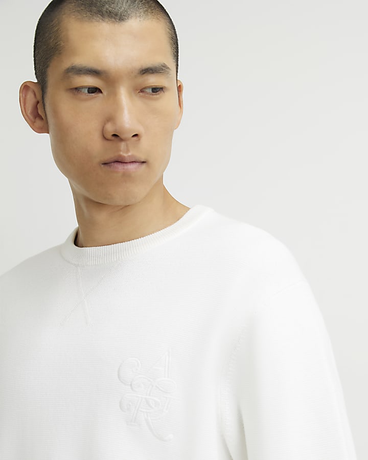 Cream Cotton Embroidered AR Sweatshirt