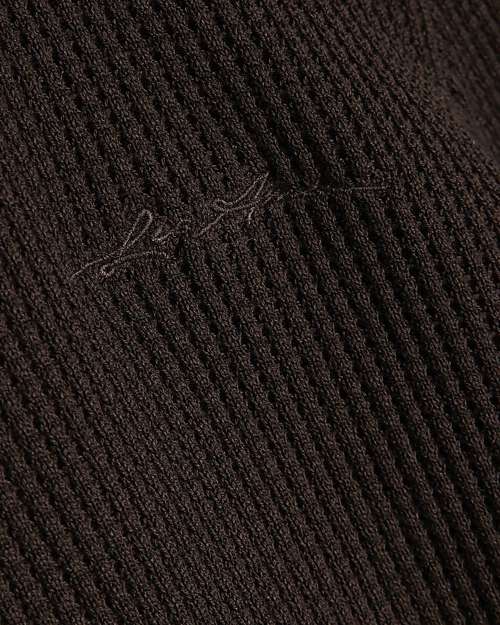 Brown Cotton Waffle Knitted Jumper