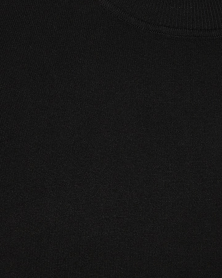 Black Slim Fit Cotton Roll Neck Jumper